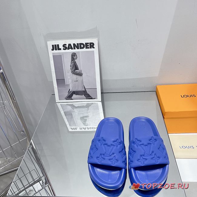 LV Monogram Unisex Plain Logo Sandals Blue - 1