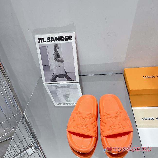 LV Monogram Unisex Plain Logo Sandals Orange  - 1