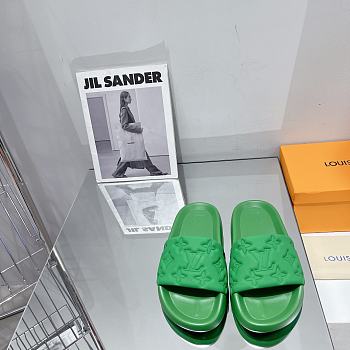 LV Monogram Unisex Plain Logo Sandals Green 