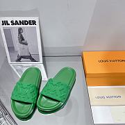 LV Monogram Unisex Plain Logo Sandals Green  - 2