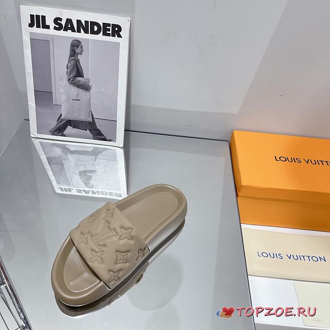 LV Monogram Unisex Plain Logo Sandals Brown - 1