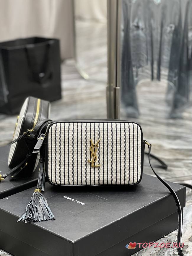 YSL LOU CAMERA BAG BLACK AND WHITE 23CM - 1