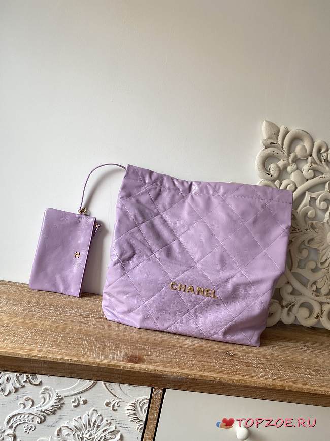 CHANEL 22 BAG Calfskin Purple Large 48cm - 1