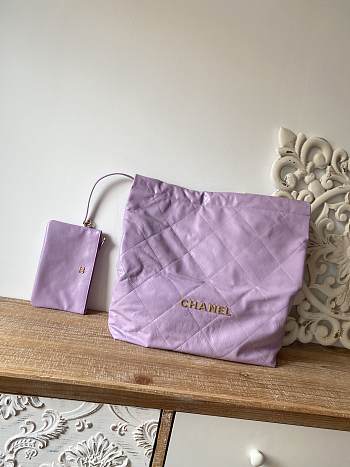 CHANEL 22 BAG Calfskin Purple Large 48cm