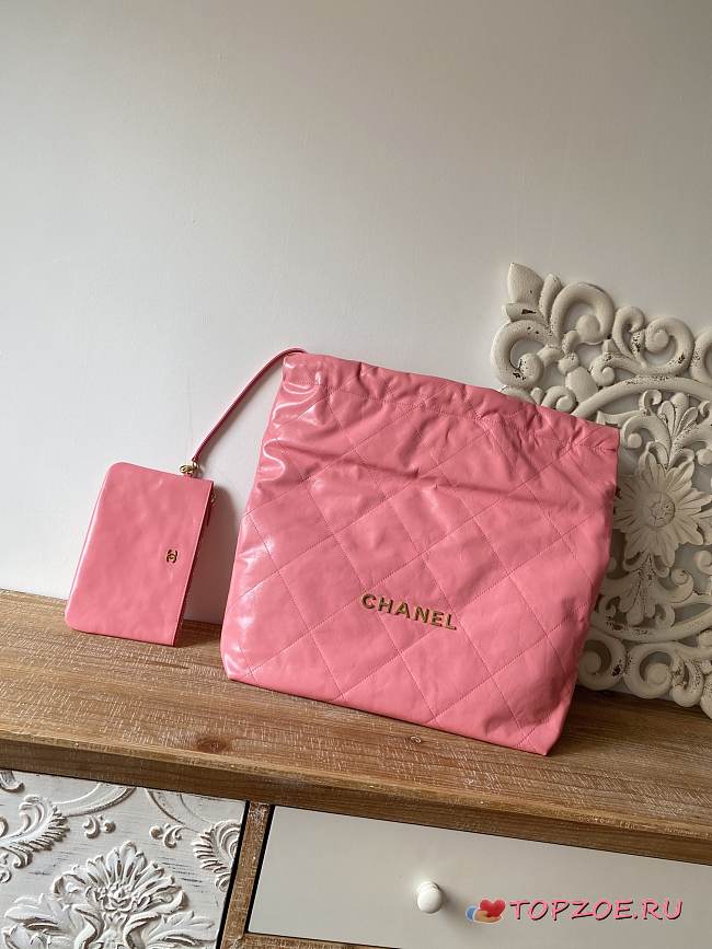 CHANEL 22 BAG Calfskin Pink Large 48cm - 1