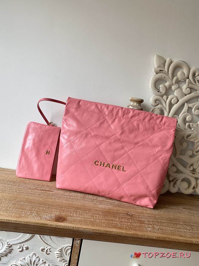 CHANEL 22 BAG Calfskin Pink Medium 39cm - 1