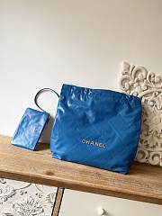CHANEL 22 BAG Calfskin Blue Large 48cm - 1