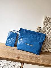 CHANEL 22 BAG Calfskin Blue Medium 37cm - 1