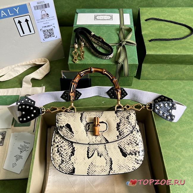 GG Small top handle bag with Bamboo Snakeskin 21cm - 1