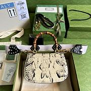 GG Small top handle bag with Bamboo Snakeskin 21cm - 2