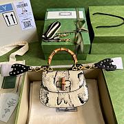 GG mini Top handle bag with Bamboo Snakeskin 17cm - 1
