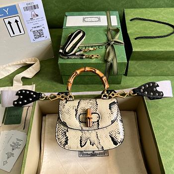 GG mini Top handle bag with Bamboo Snakeskin 17cm