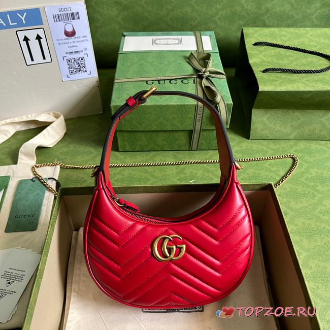 GG Marmont Halfmoon shaped mini bag Red 21cm - 1