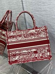 DIOR Book Tote Medium Burgundy striped ghee print embroidery 36cm - 5