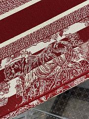 DIOR Book Tote Medium Burgundy striped ghee print embroidery 36cm - 4