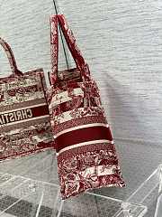 DIOR Book Tote Medium Burgundy striped ghee print embroidery 36cm - 3