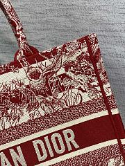DIOR Book Tote Medium Burgundy striped ghee print embroidery 36cm - 2