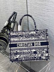 DIOR Book Tote Medium Blue striped ghee print embroidery 36cm - 1