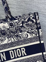 DIOR Book Tote Medium Blue striped ghee print embroidery 36cm - 4