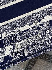 DIOR Book Tote Medium Blue striped ghee print embroidery 36cm - 3