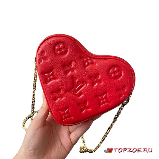 LV  Heart on Chain Monogram Red Lambskin 22CM - 1