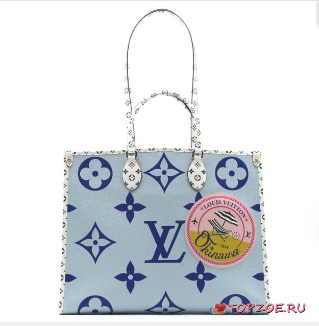 LV MONOGRAM GIANT ONTHEGO TOTE BAG BLUE 41CM - 1
