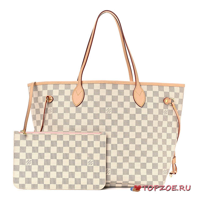LV Damier Azur Neo Neverfull MM Rose Ballerine 32CM - 1