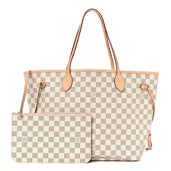 LV Damier Azur Neo Neverfull MM Rose Ballerine 32CM