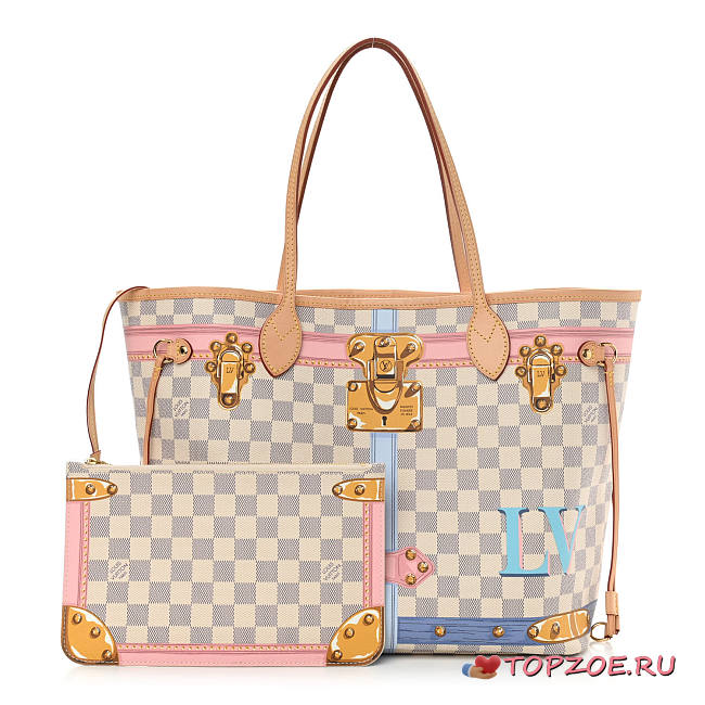 LV Damier Azur Summer Trunks Neo Neverfull MM 32CM - 1