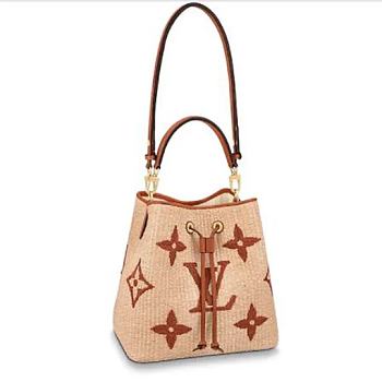LV Unisex NéoNoé MM Bucket Sustainable Raffia-Like Woven Textile Cowhide