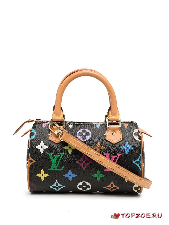 LV BLACK & MULTICOLOR MINI HL SPEEDY M92645 SIZE 15.5 CM - 1
