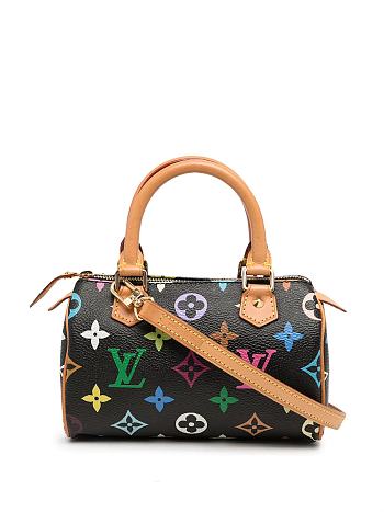LV BLACK & MULTICOLOR MINI HL SPEEDY M92645 SIZE 15.5 CM