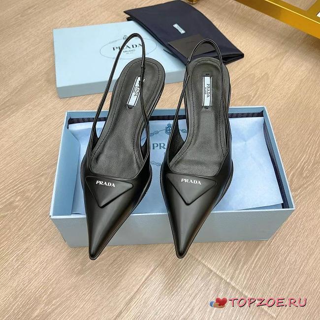 PRADA Brushed Leather Slingback Pumps - 1