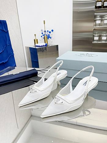 PRADA Triangle Logo Pointed Toe Slingback Pump