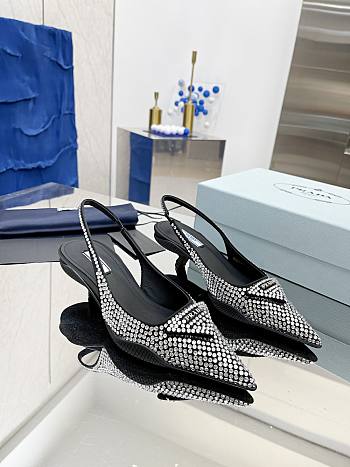 PRADA Satin Sling-back Pumps with Crystals