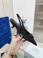PRADA Satin Sling-back Pumps with Crystals - 3