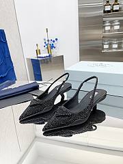 PRADA Satin Sling-back Pumps with Crystals - 4