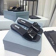 PRADA Calfskin Logo Flat Slide Sandals - 1