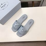 PRADA Calfskin Logo Flat Slide Sandals - 6