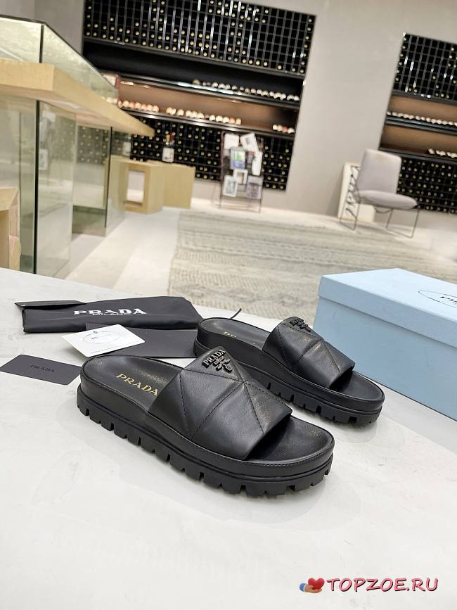 PRADA Quilted Nappa Leather Slides - 1