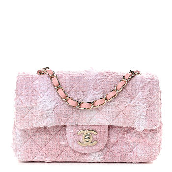 CHANEL Tweed Quilted Mini Rectangular Flap 