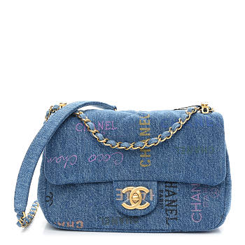 CHANEL Denim Quilted Mini Rectangular Flap Multicolor