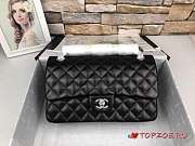 CHANEL CF LAMPSKIN MEDIUM SILVER METAL - 3