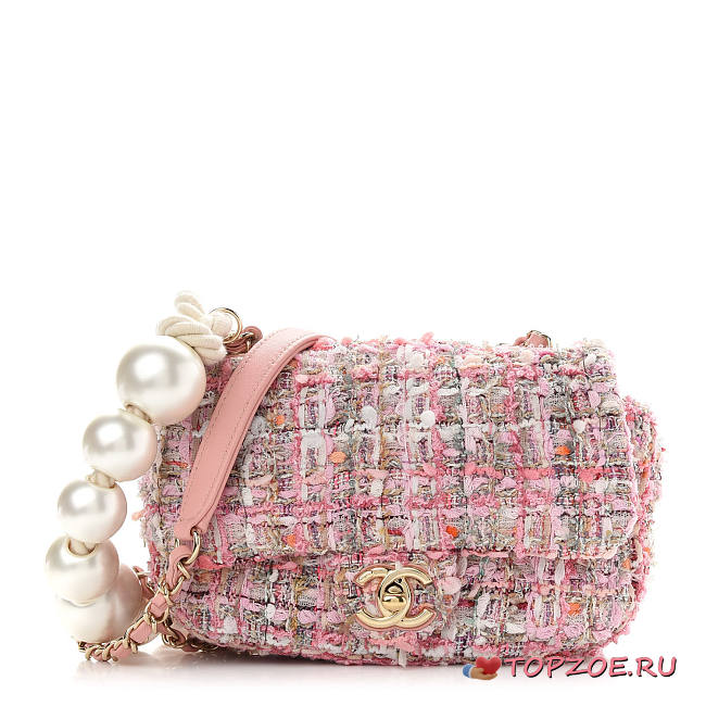 CHANEL Tweed Mini Pearl Handle Flap  - 1