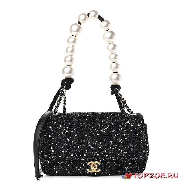 CHANEL Tweed Medium Pearl Handle Flap  - 1