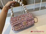 CHANEL Tweed Medium Pearl Handle Flap  - 3