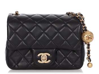 CHANEL Quilted CC Pearl Crush Mini Classic Lambskin CrossBody Bag