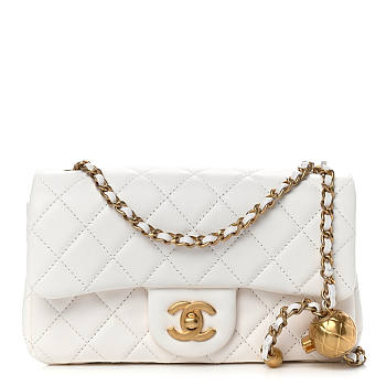 CHANEL Lambskin Quilted Mini CC Pearl Crush Rectangular Flap