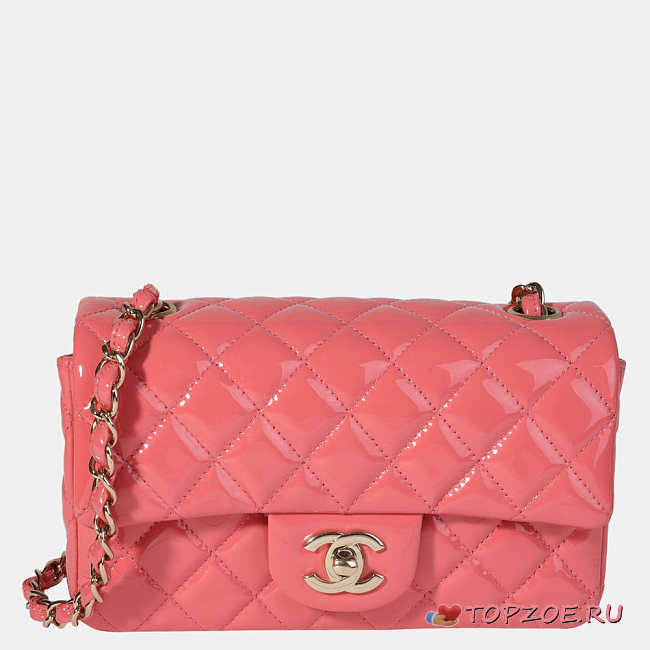 CHANEL Quilted Patent Leather Gloden-tone Classic Rectangular Mini Flap Bag - 1