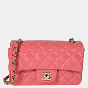 CHANEL Quilted Patent Leather Gloden-tone Classic Rectangular Mini Flap Bag - 1